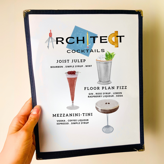 Architect Cocktails Restaurant Menu Print