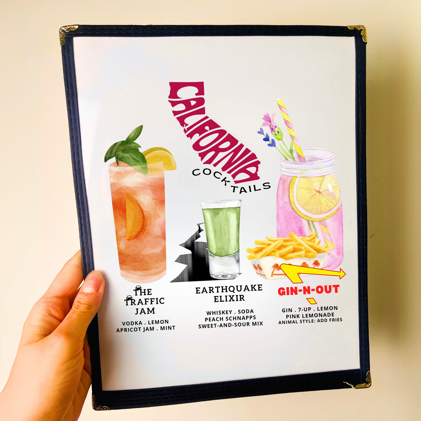 California Cocktails Restaurant Menu Print
