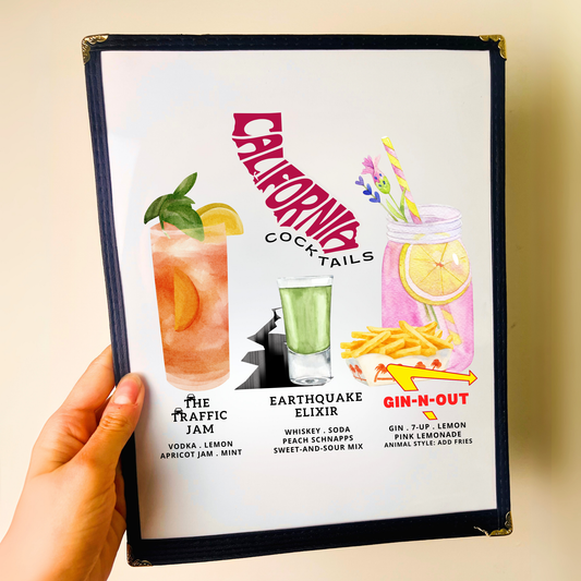 California Cocktails Restaurant Menu Print