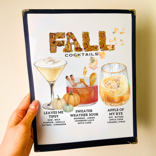 Fall Cocktails Restaurant Menu Print