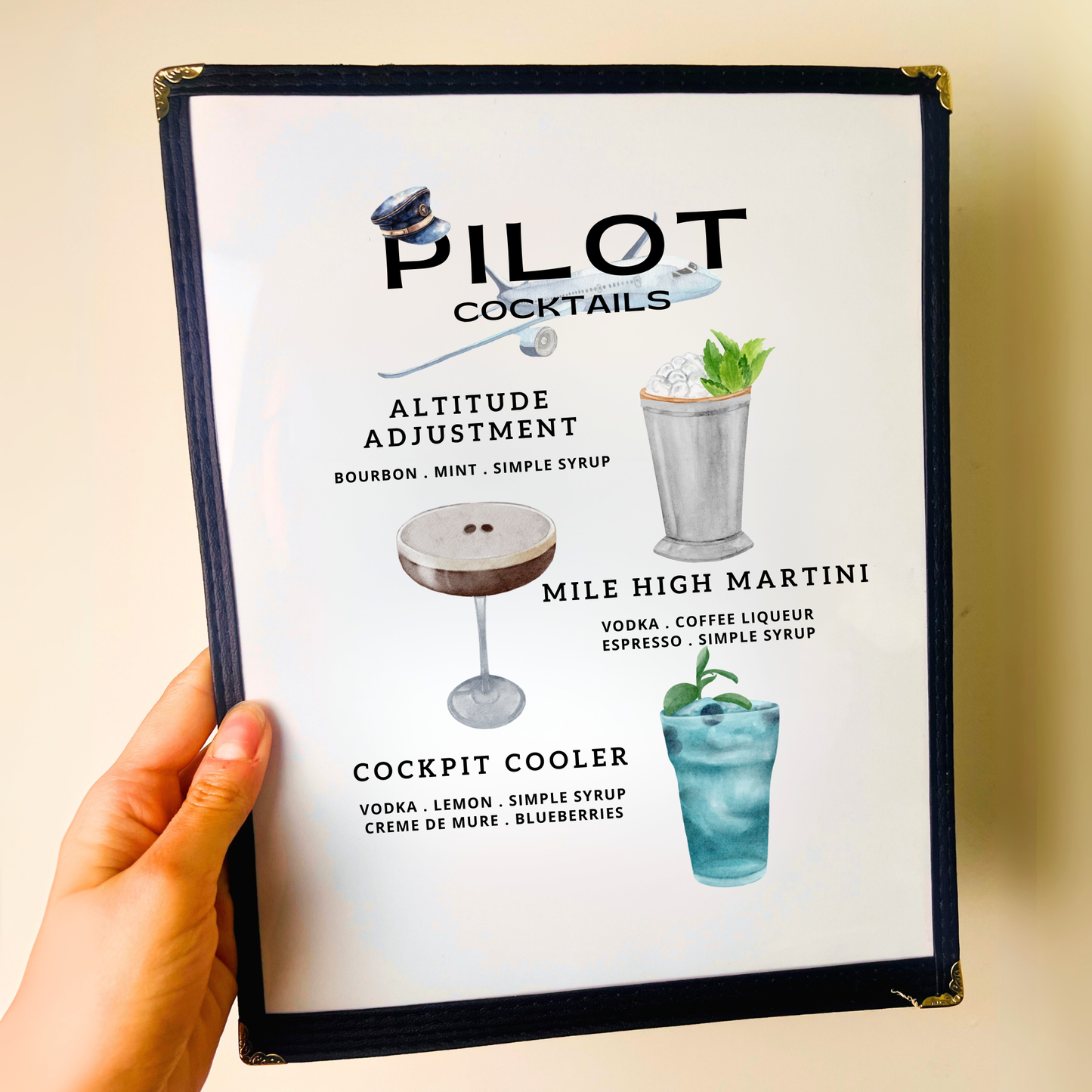 Pilot Cocktails Restaurant Menu Print
