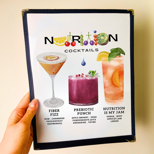 Nutrition Cocktails Restaurant Menu Print