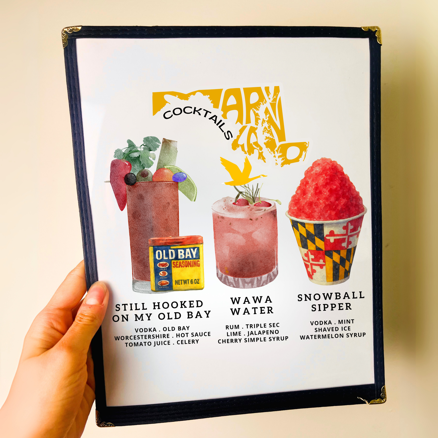 Maryland Cocktails Restaurant Menu Print
