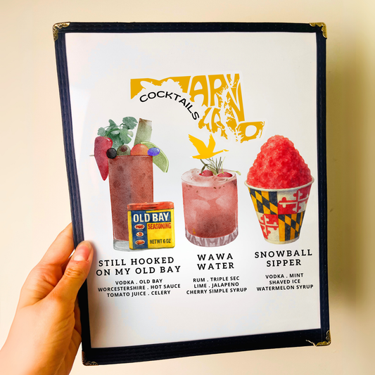Maryland Cocktails Restaurant Menu Print
