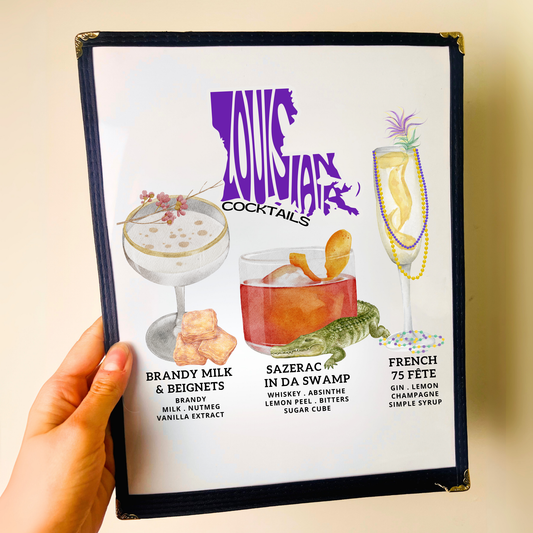 Louisiana Cocktails Restaurant Menu Print
