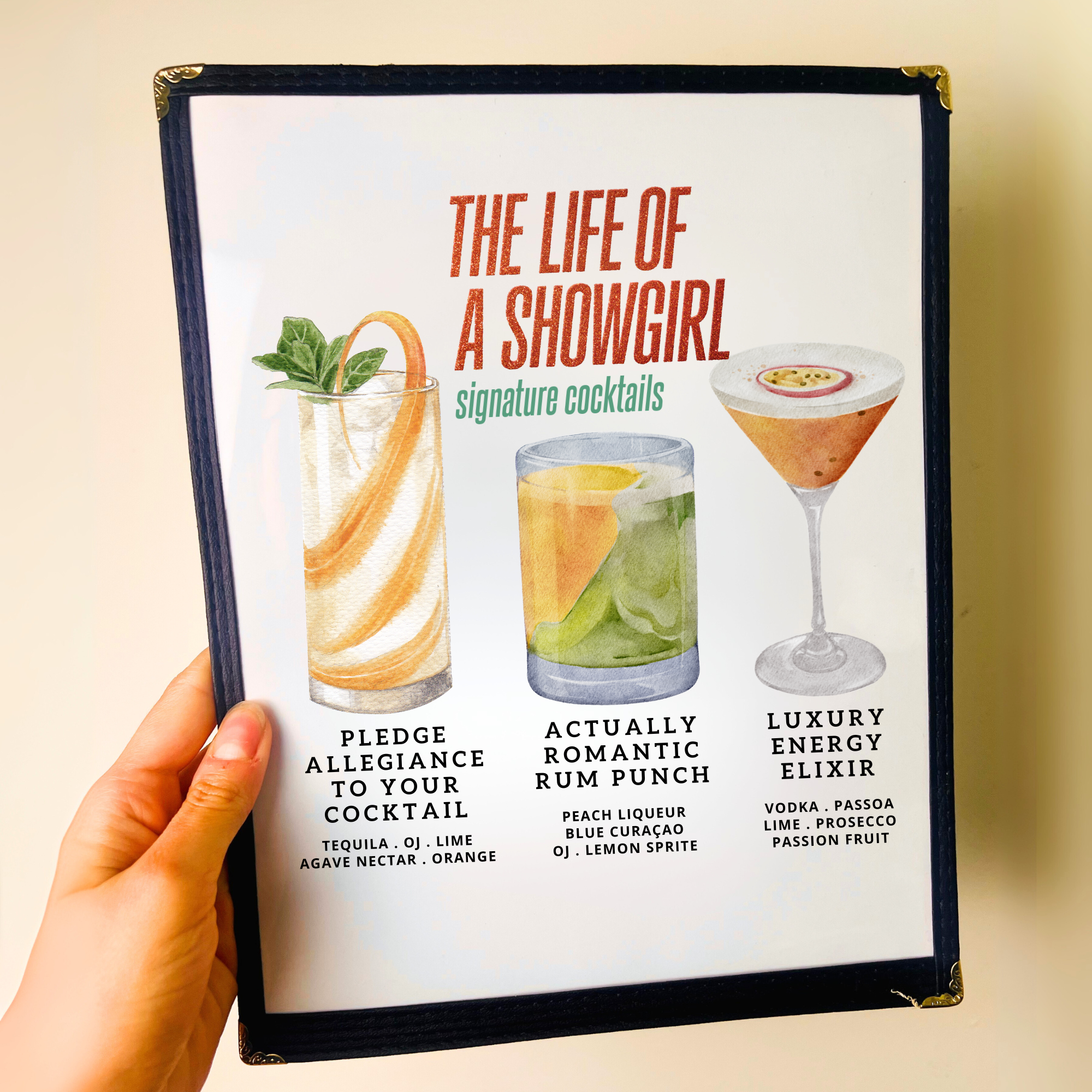 Swiftie Eras | Life of a Showgirl Cocktails Restaurant Menu Print ...