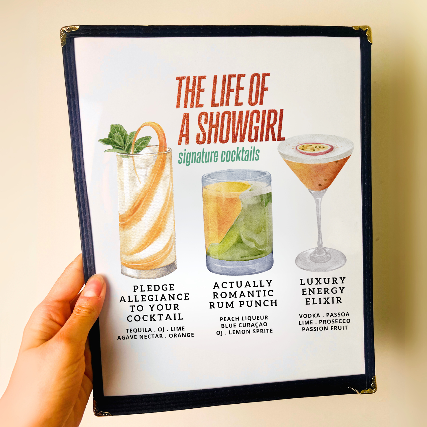 Swiftie Eras | Life of a Showgirl Cocktails Restaurant Menu Print