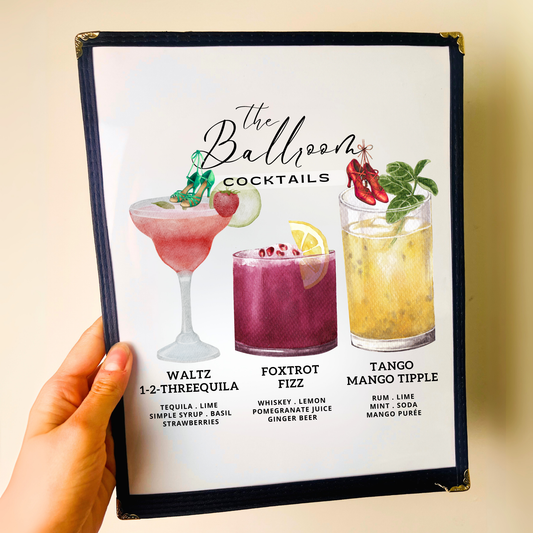 Ballroom Dance Cocktails Restaurant Menu Print