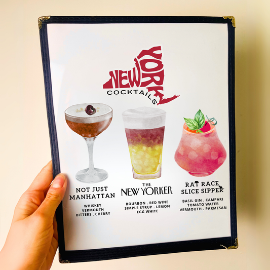 New York Cocktails Restaurant Menu Print