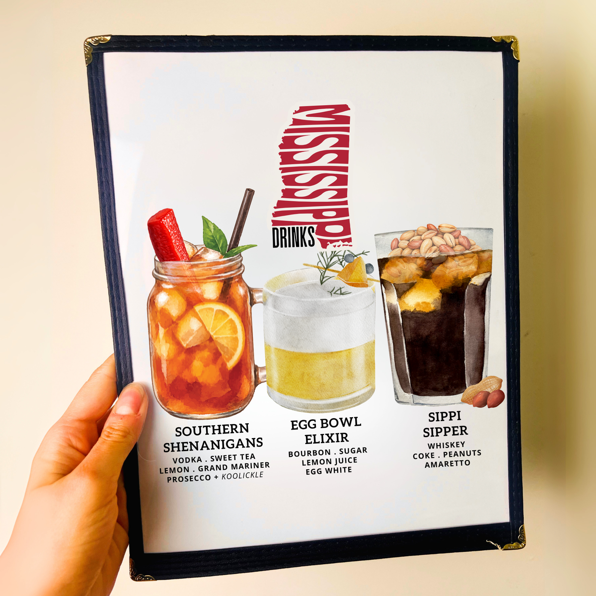 Mississippi Cocktails Restaurant Menu Print