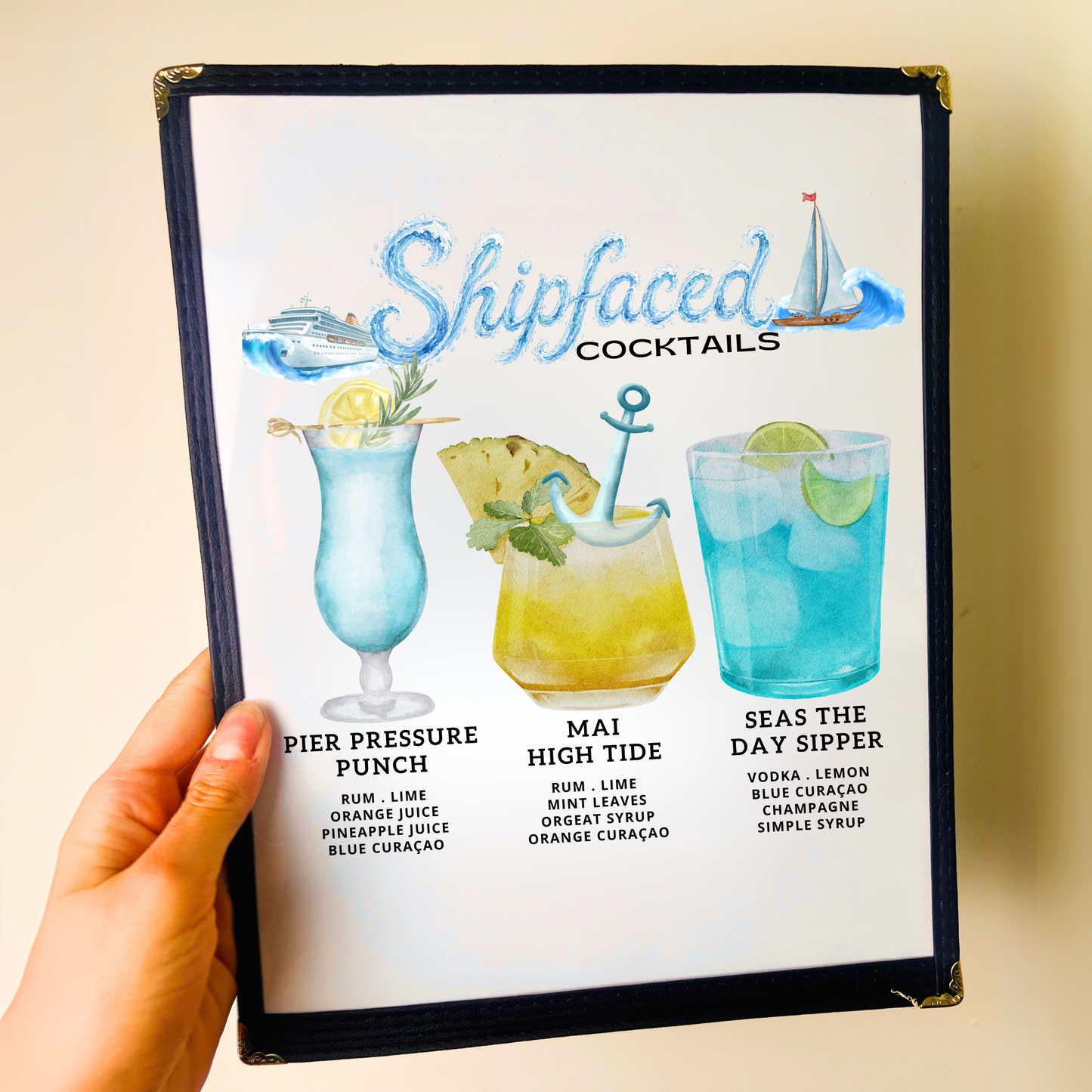 Boats/Cruises Cocktails Restaurant Menu Print