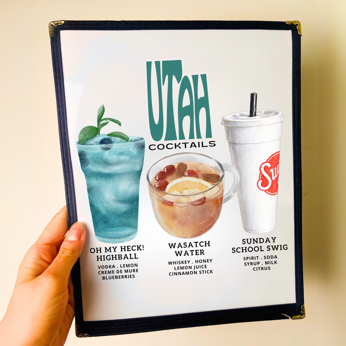 Utah Cocktails Restaurant Menu Print