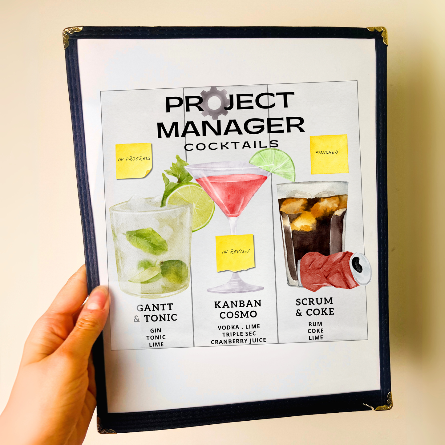 Project Manager Cocktails Restaurant Menu Print