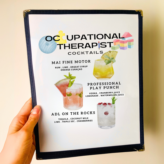 Occupational Therapist Cocktails Restaurant Menu Print