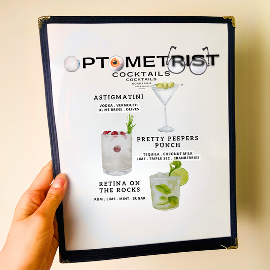 Optometrist Cocktails Restaurant Menu Print