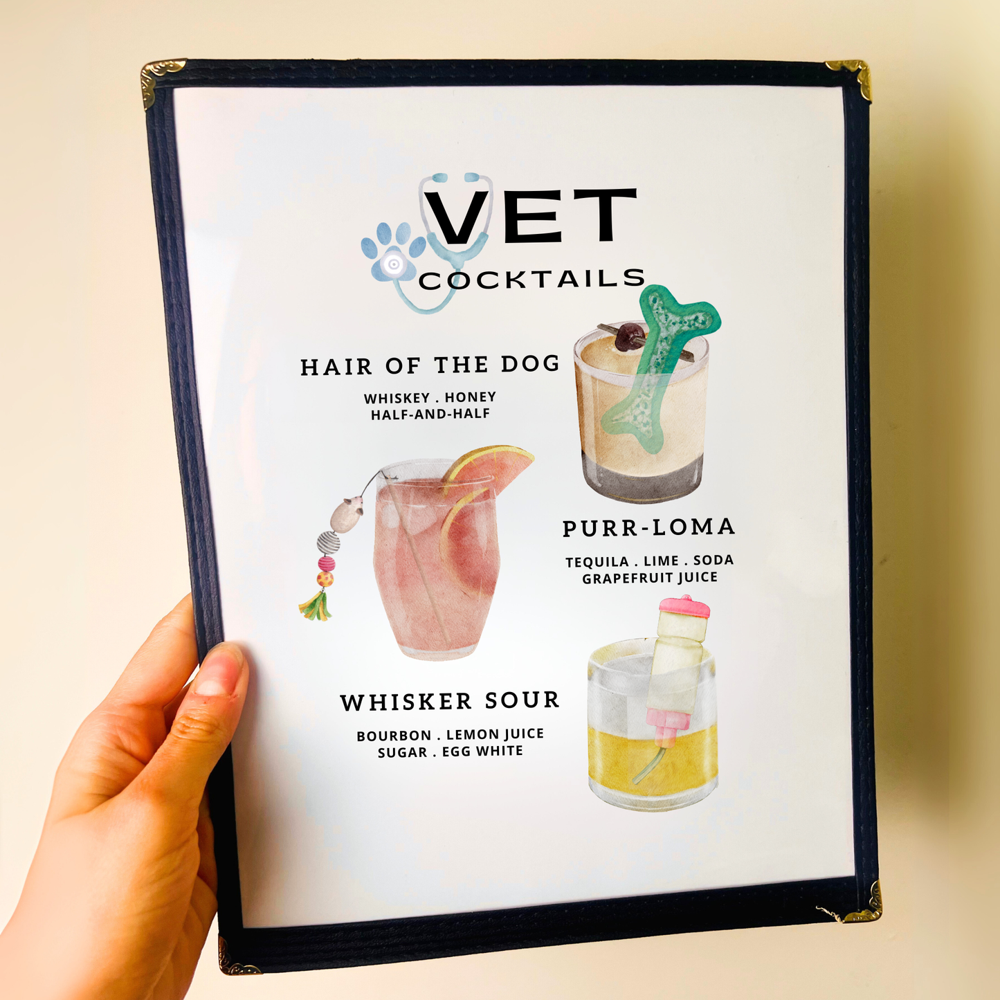 Vet Cocktails Restaurant Menu Print