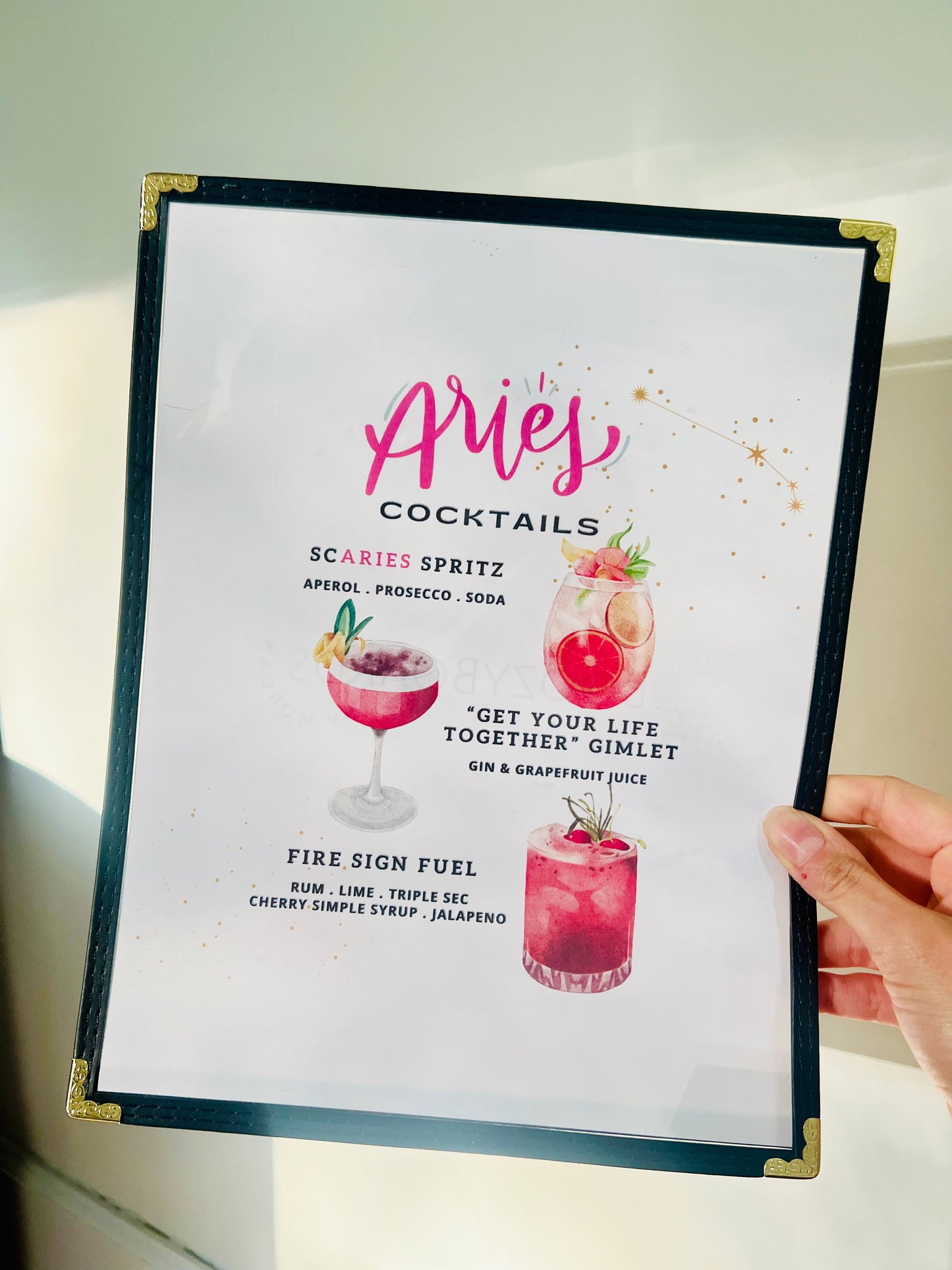 Zodiacs | Aries Cocktails Restaurant Menu Print