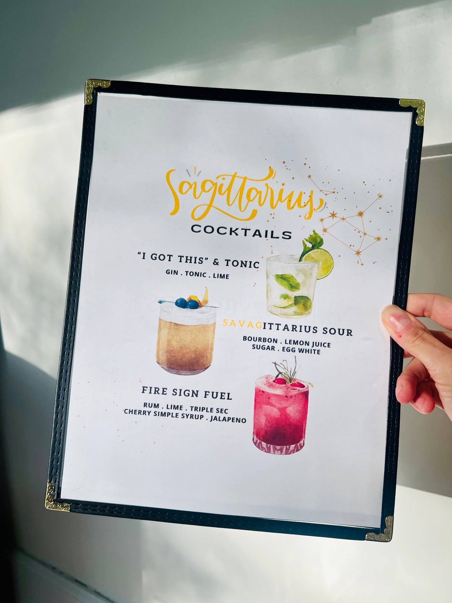 Zodiacs | Sagittarius Cocktails Restaurant Menu Print