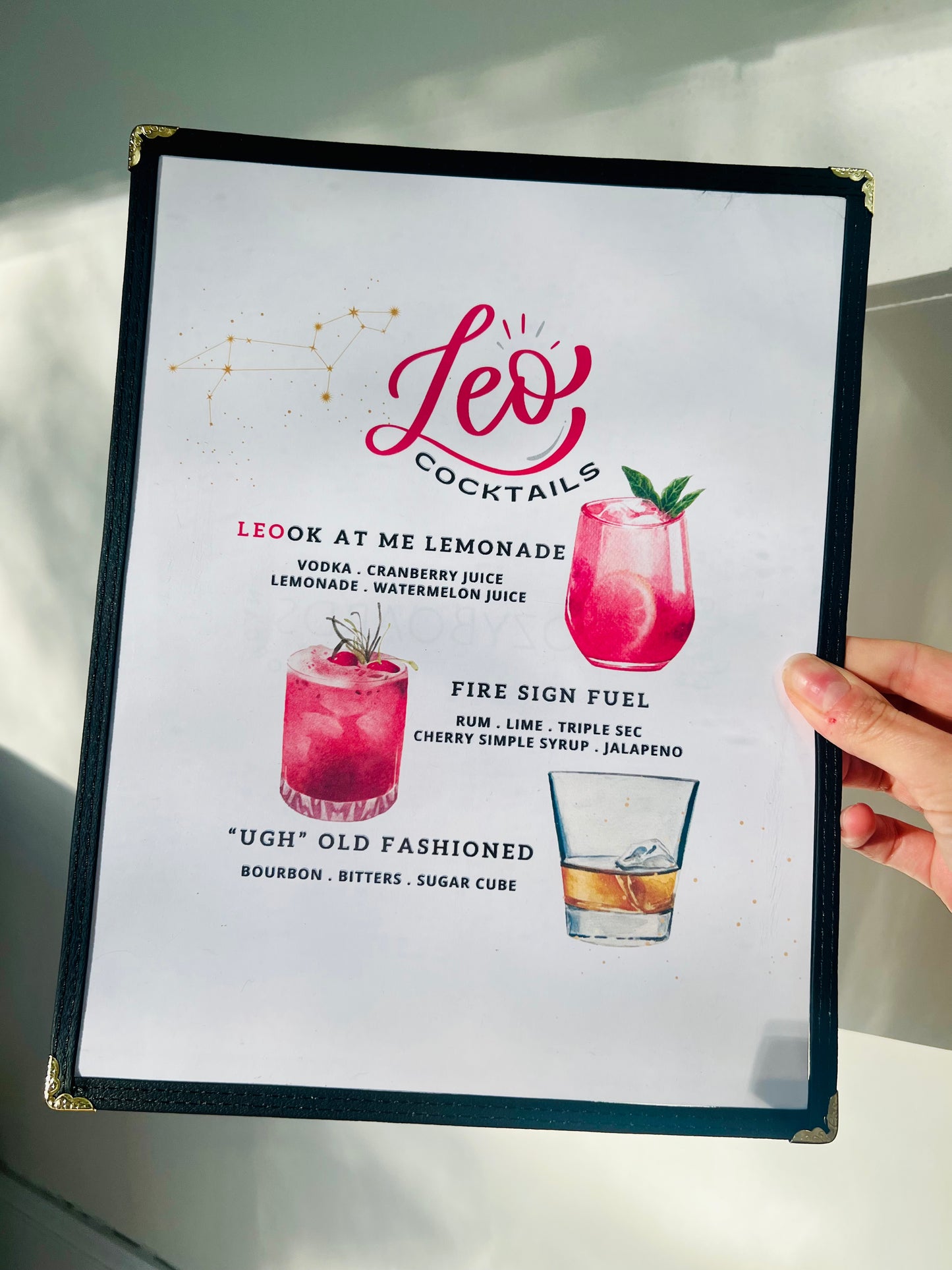 Zodiacs | Leo Cocktails Restaurant Menu Print