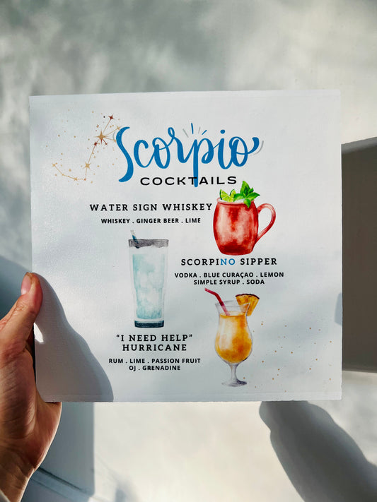 Zodiacs | Scorpio Cocktails Wood Print