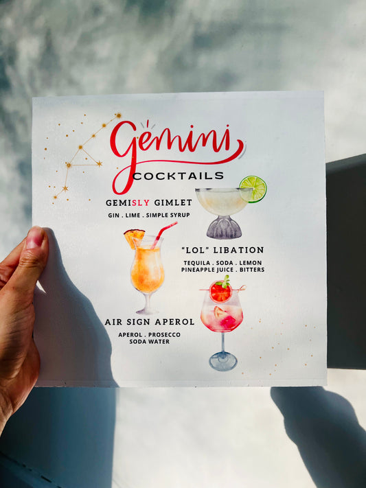 Zodiacs | Gemini Cocktails Wood Print