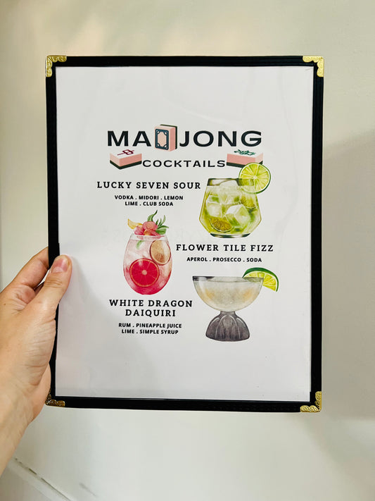 Mahjong Cocktails Restaurant Menu Print