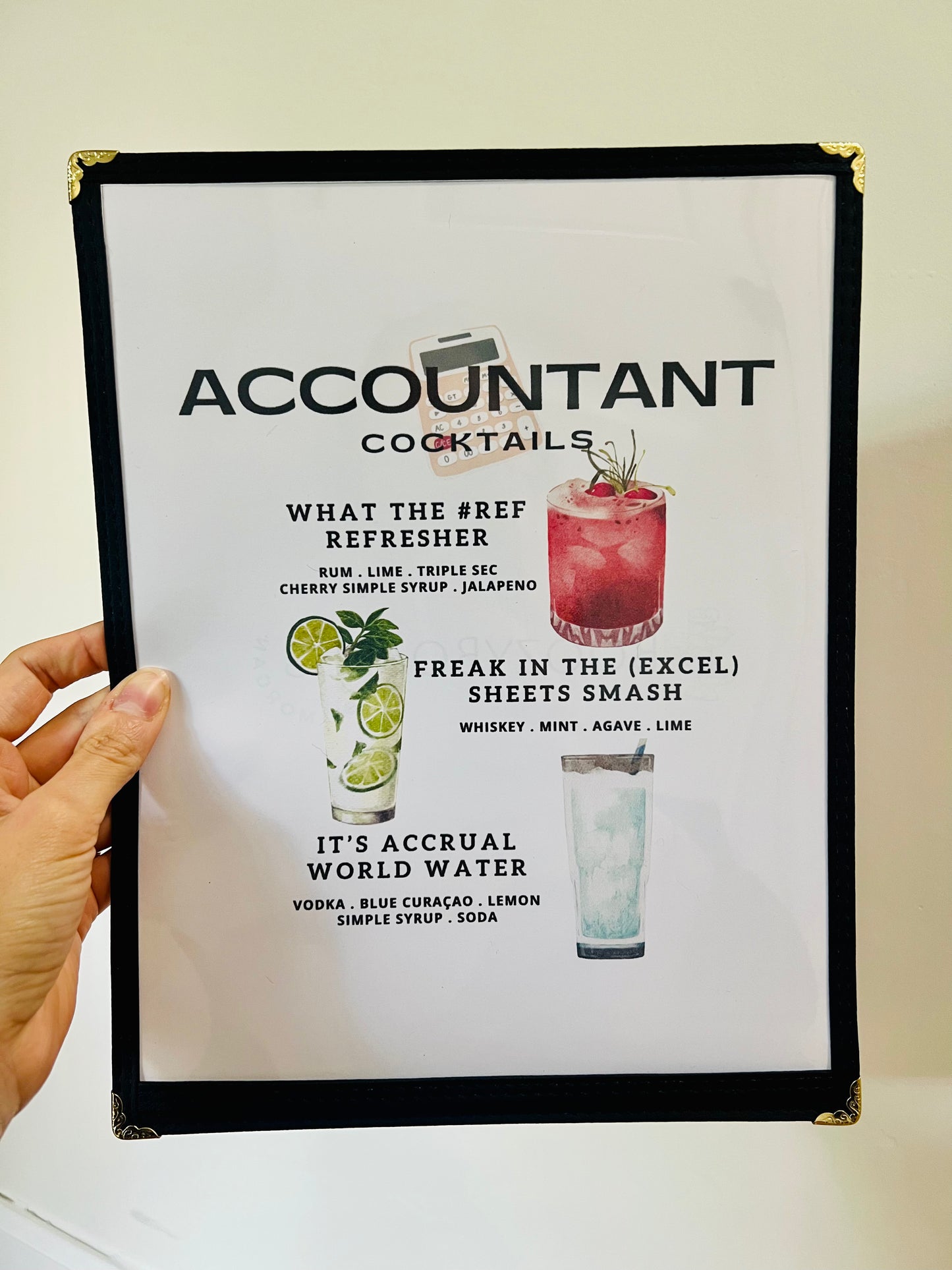 Accountant Cocktails Restaurant Menu Print