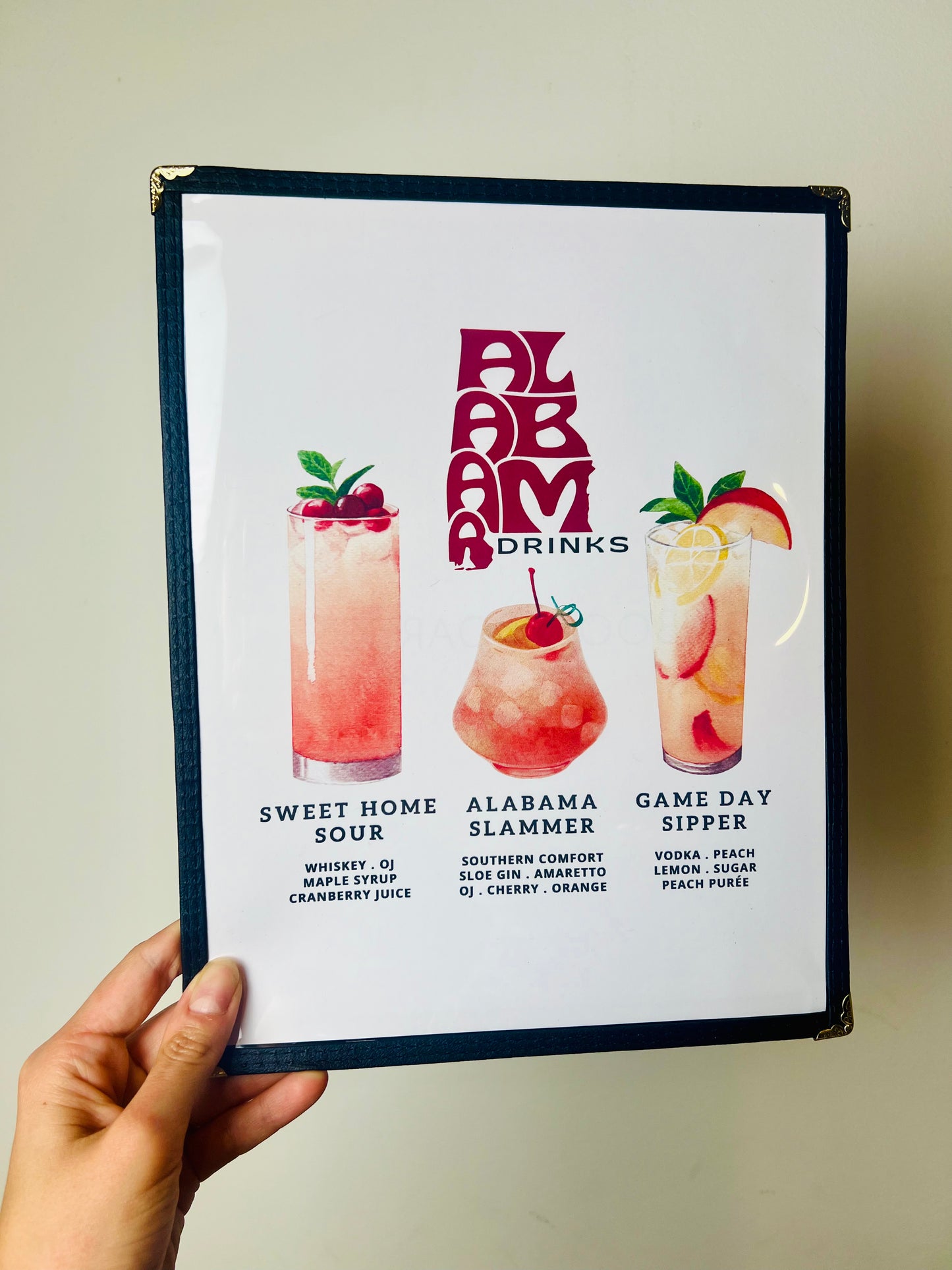 Alabama Cocktails Restaurant Menu Print