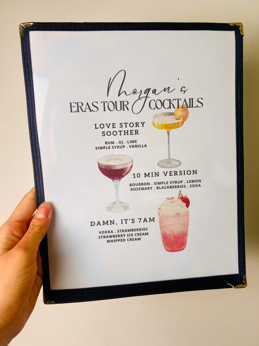 Custom Cocktails Restaurant Menu Print