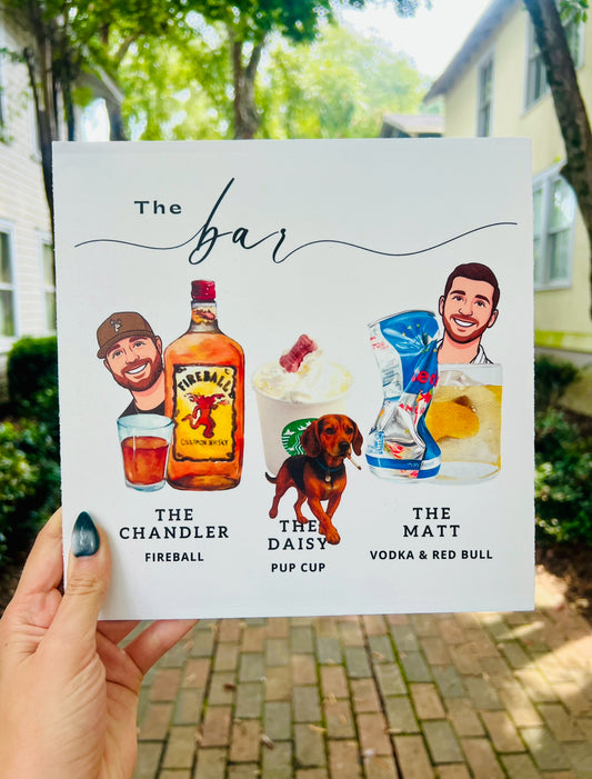 Custom Boozy Menu Wood Print