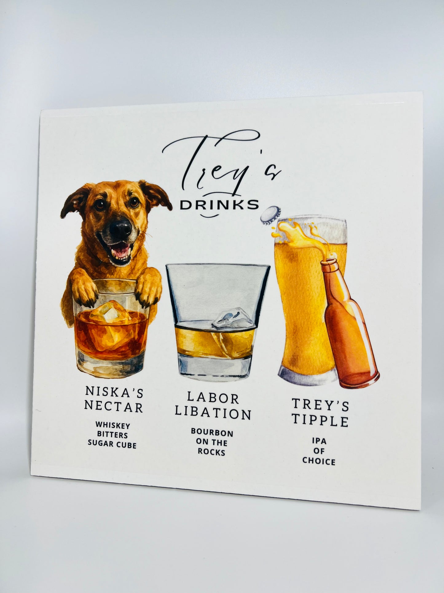 Custom Boozy Menu Wood Print