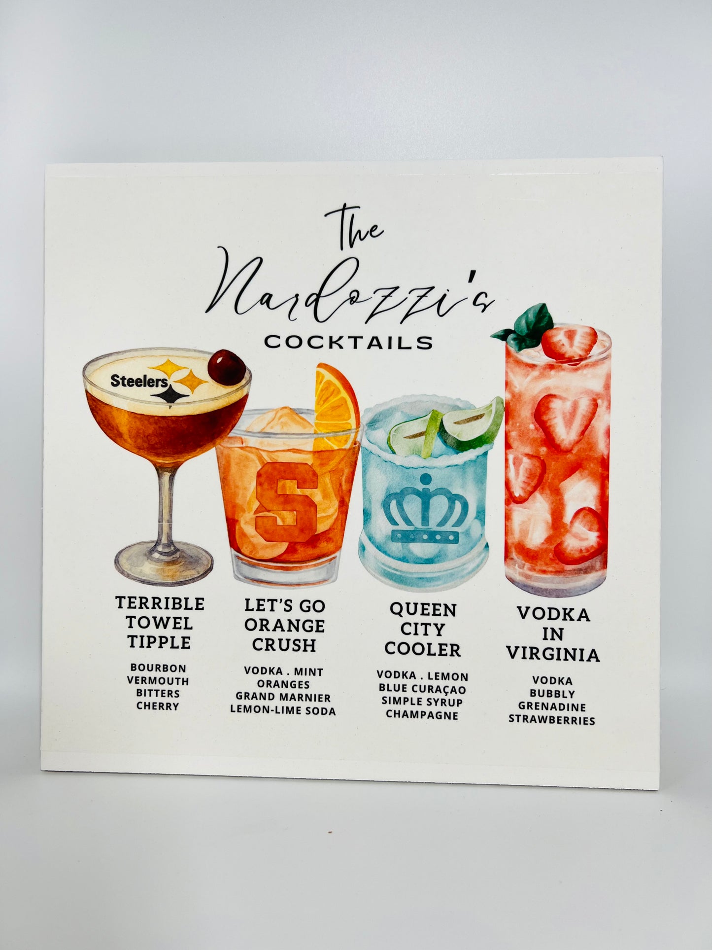 Custom Boozy Menu Wood Print
