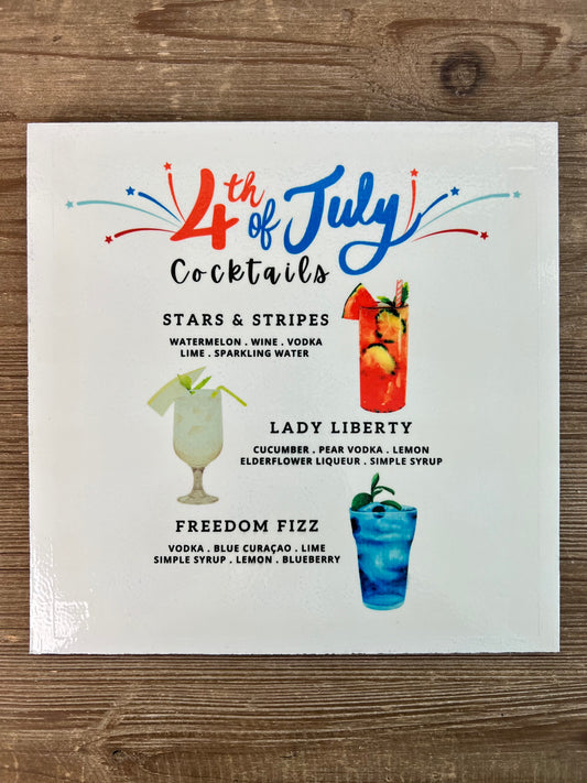 July 4th Cocktails Wood Print