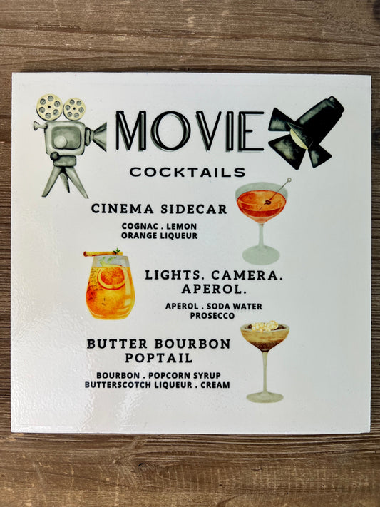 Movie Lover Cocktails Wood Print