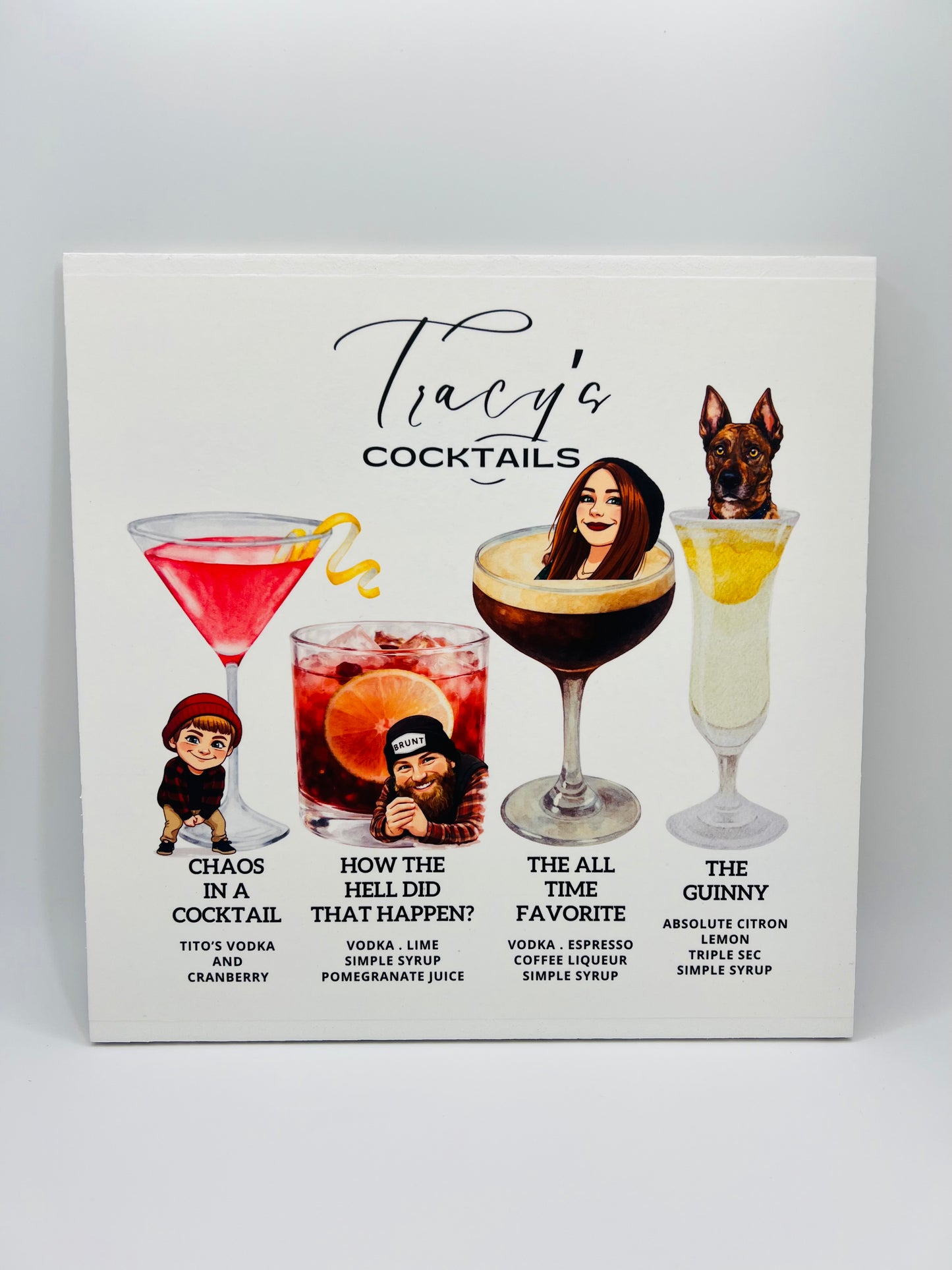 Custom Boozy Menu Wood Print