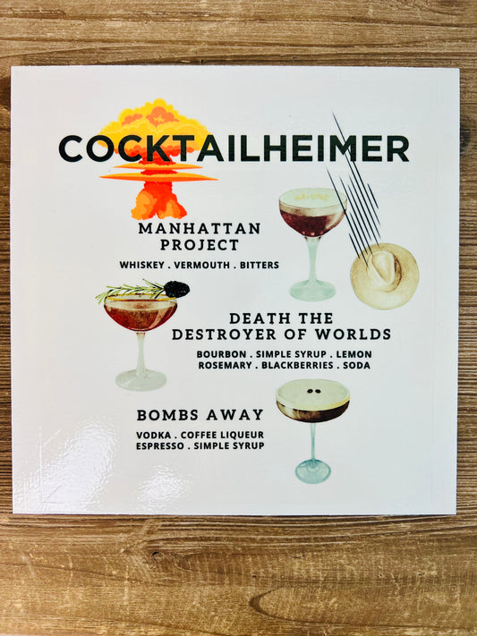 Oppenheimer Inspired Cocktails Wood Print