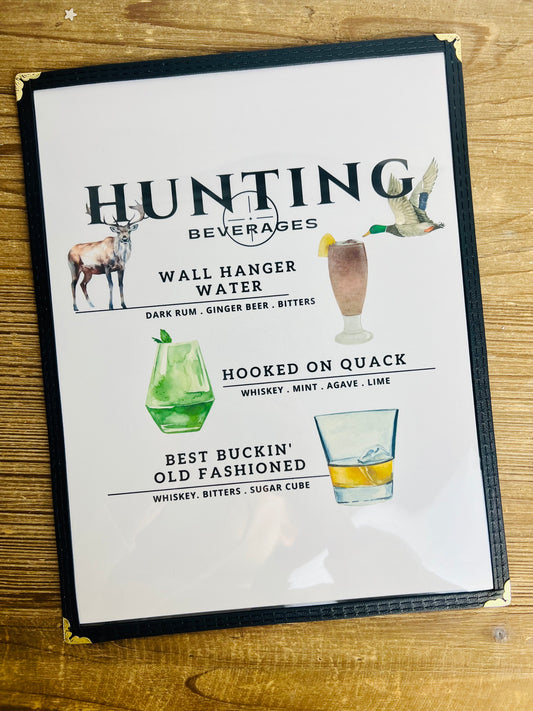 Hunting Cocktails Restaurant Menu Print