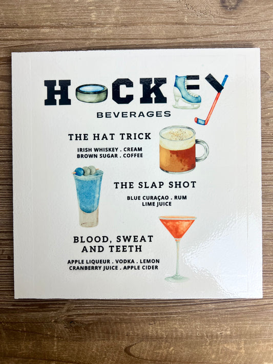 Hockey Cocktails Wood Print