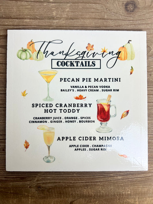 Thanksgiving Cocktails Wood Print