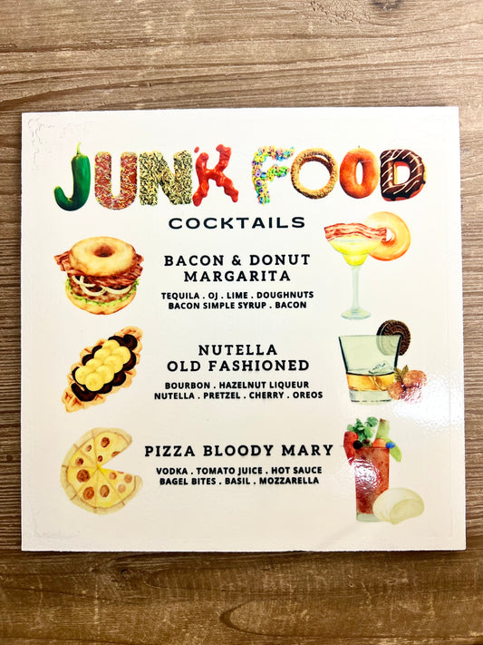 Junk Food Cocktails Wood Print