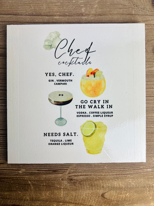 Chef Cocktails Wood Print