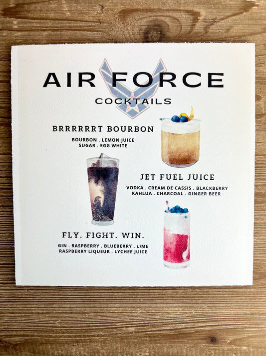 Air Force Cocktails Wood Print