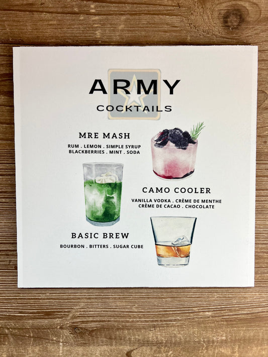 Army Cocktails Wood Print