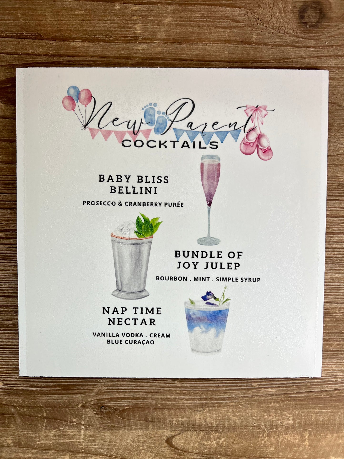 New Parents/Baby Cocktails Wood Print