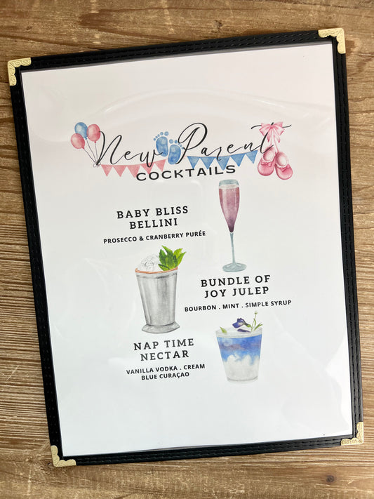 New Parents/Baby Cocktails Restaurant Menu Print