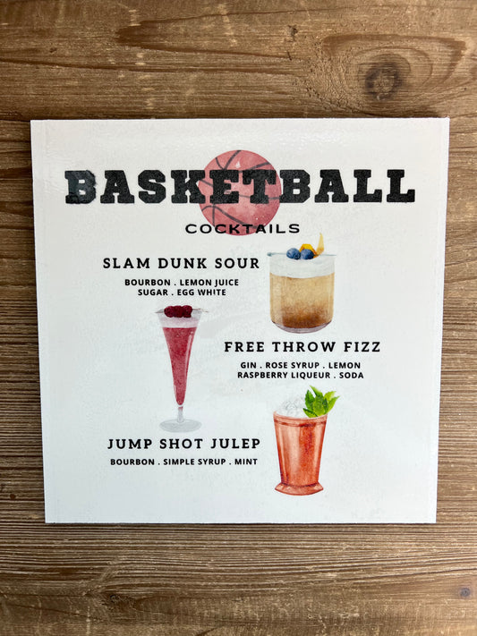 Basketball Cocktails Wood Print