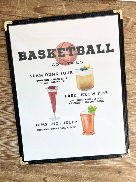 Basketball Cocktails Restaurant Menu Print