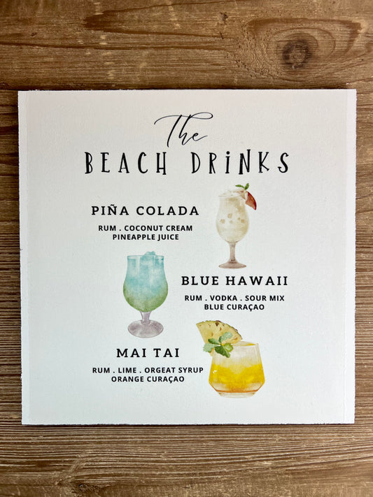 Beach Cocktails Wood Print