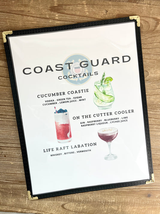 Coast Guard Cocktails Restaurant Menu Print