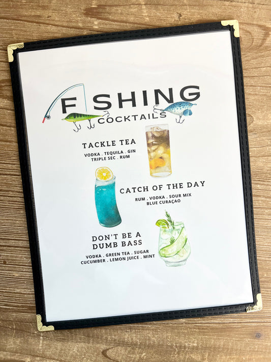 Fishing Cocktails Restaurant Menu Print